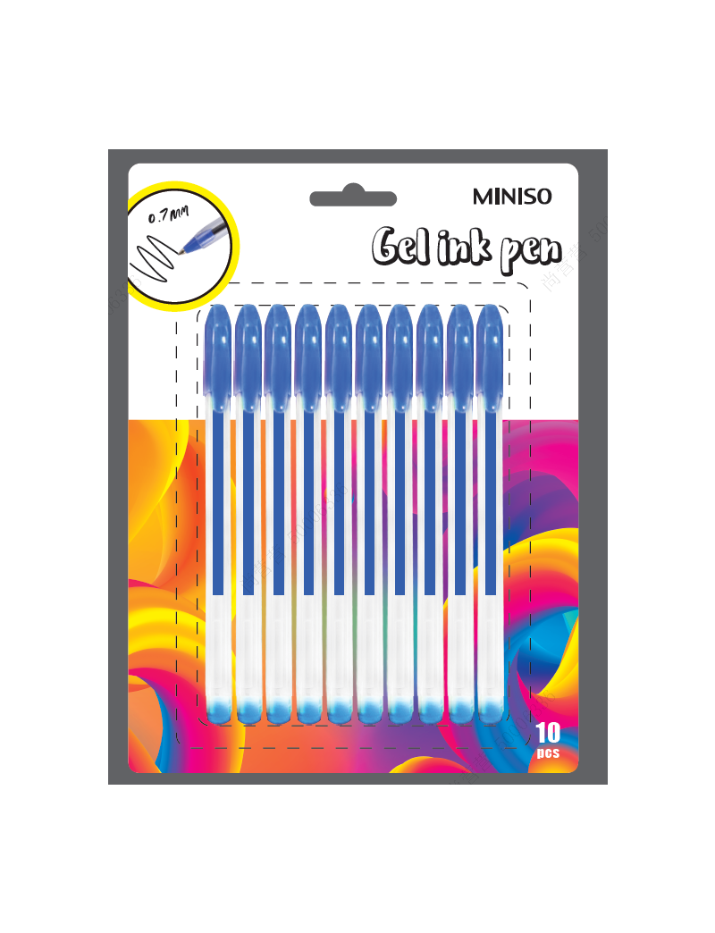 Gel Pen with Cap (10 Pack, Blue)