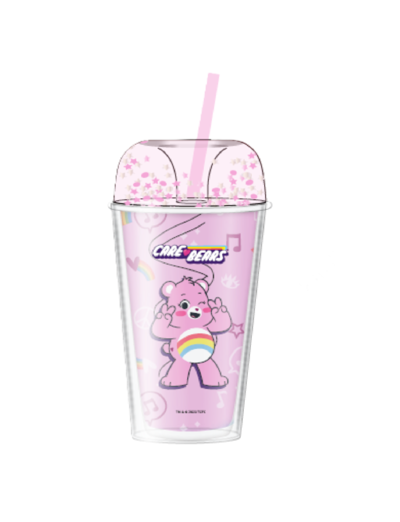 Care Bears Collection Double Wall Plastic Tumbler With Straw Pink
