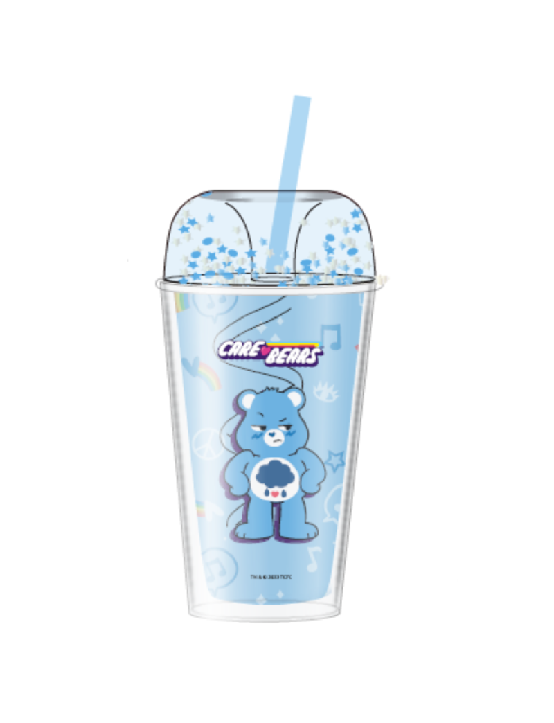 Care Bears Collection Double Wall Plastic Tumbler With Straw Blue