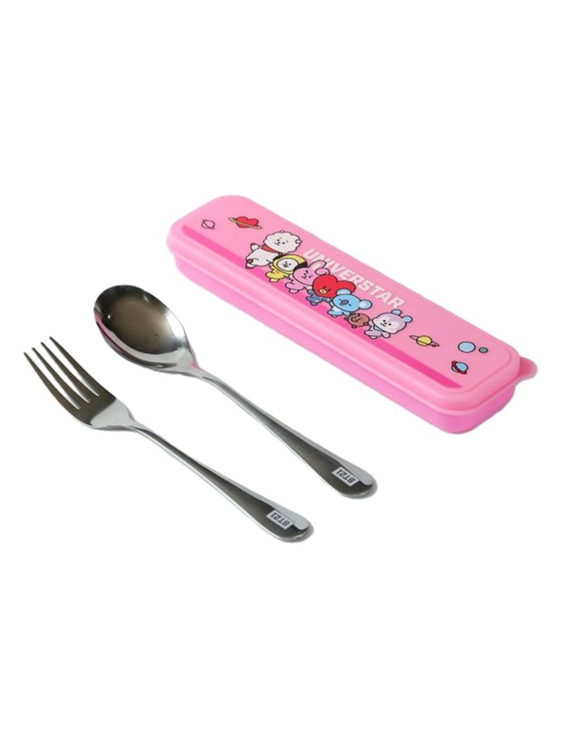 BT21 Collection Flatware Pink Fork & Spoon Set