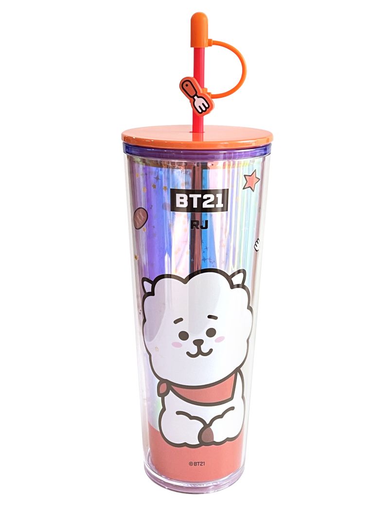 BT21 Collection RJ Double Wall 800ml Plastic Tumbler & Straw