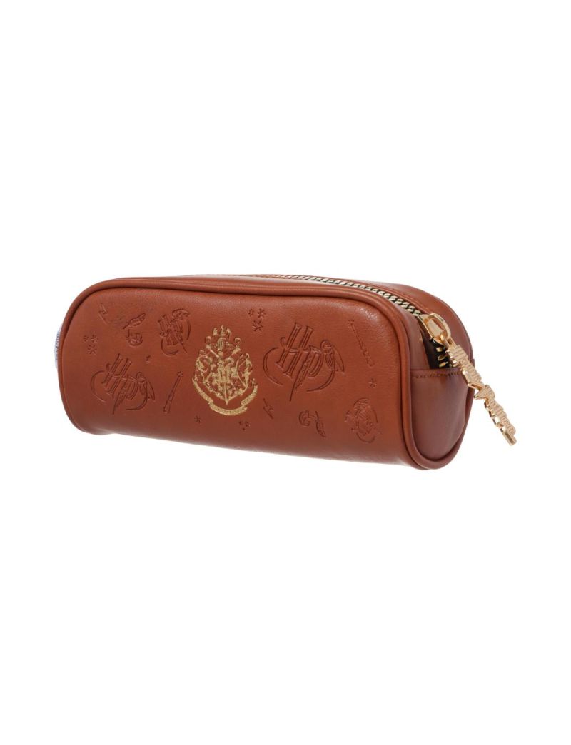 Harry Potter Brown Hogwarts Embossed Gold Stamp Stationery Case