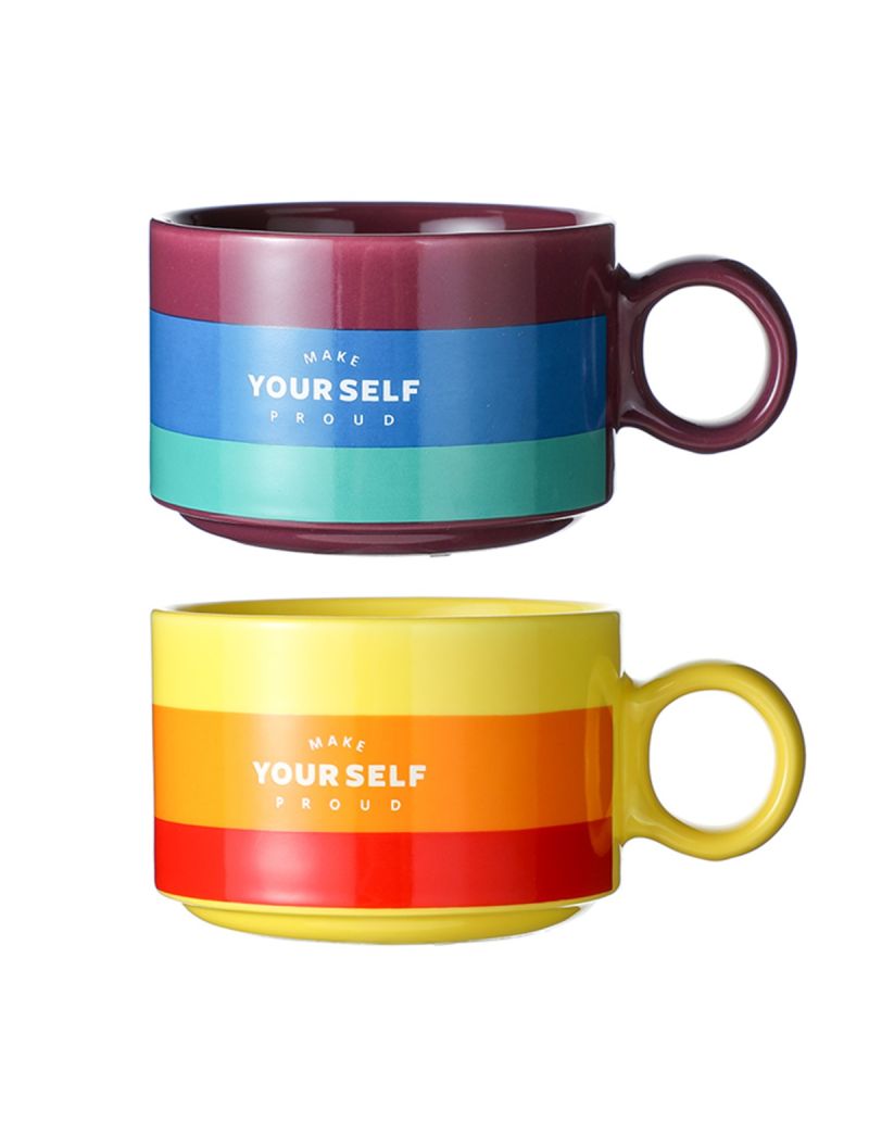MINISO Rainbow Ceramic Set Of 2 Mugs