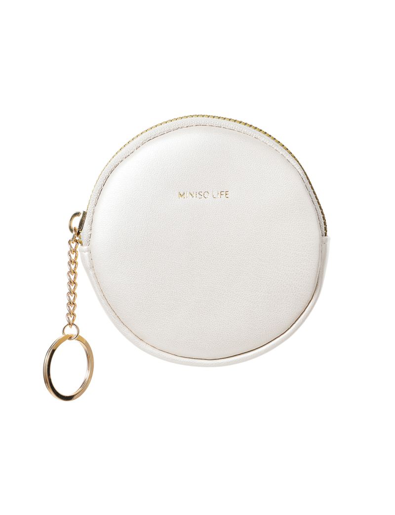 Minimalist Golden Letters Series Round Coin Purse (Silvery)