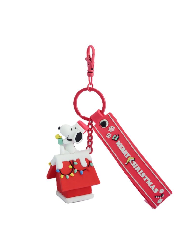 Snoopy Christmas Red House PVC Keychain