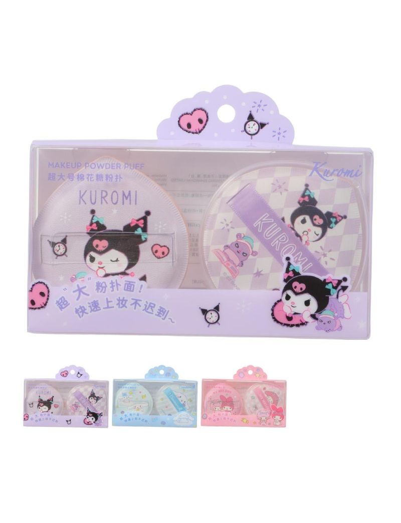 Sanrio Characters Extra Large 2 Pack Makeup Power Puffs & Container (Assorted Characters)