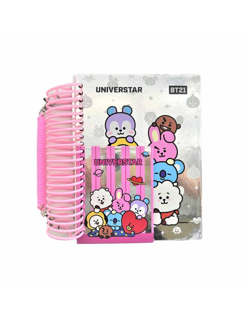 BT21 Collection A5 Holographic Big Wire-bound Book 80 Sheets & Note Pad 20 Sheets