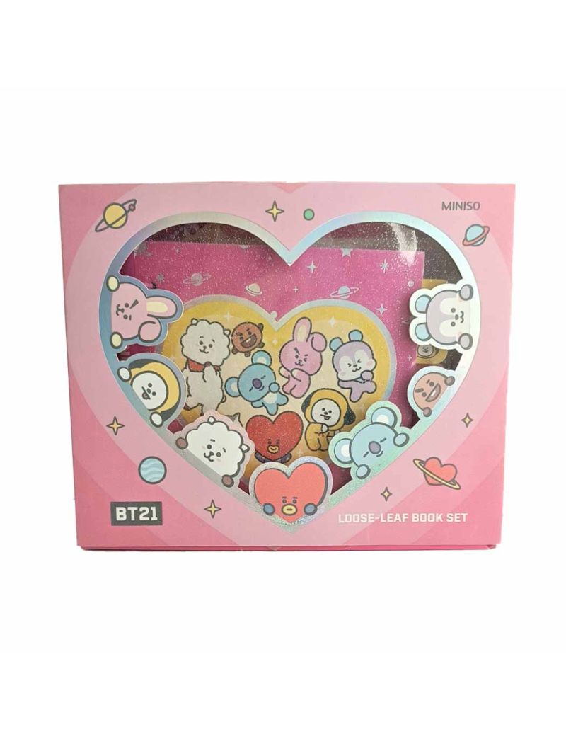 BT21 Collection Pink Stationery Set 80-Sheet Wire-bound Book