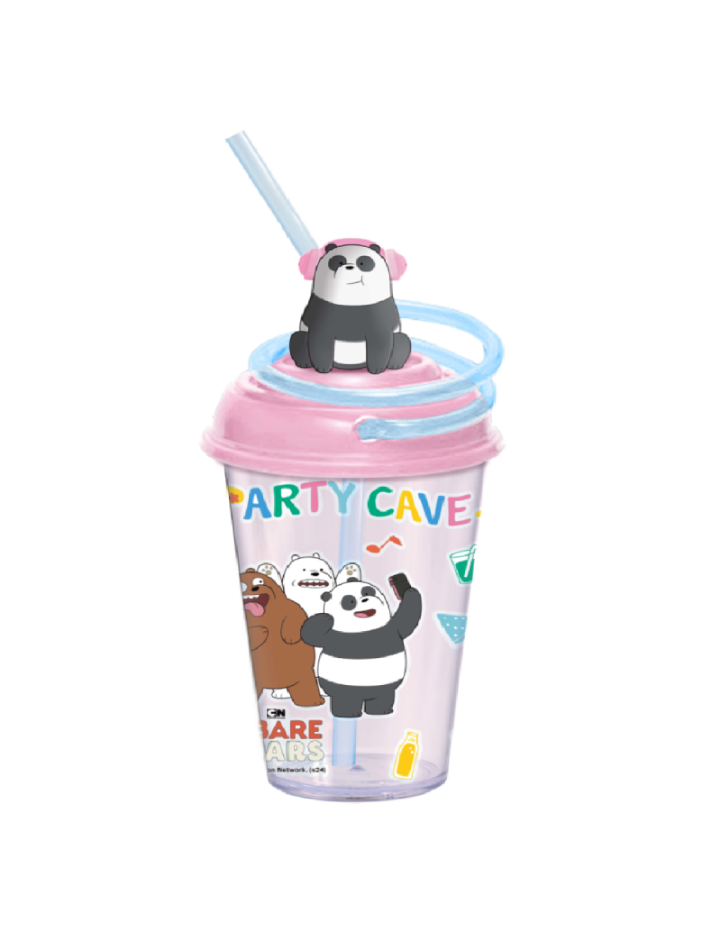 We Bare Bears Panda Seaside Music Festival Plastic Tumbler with Swirly Straw 480ml