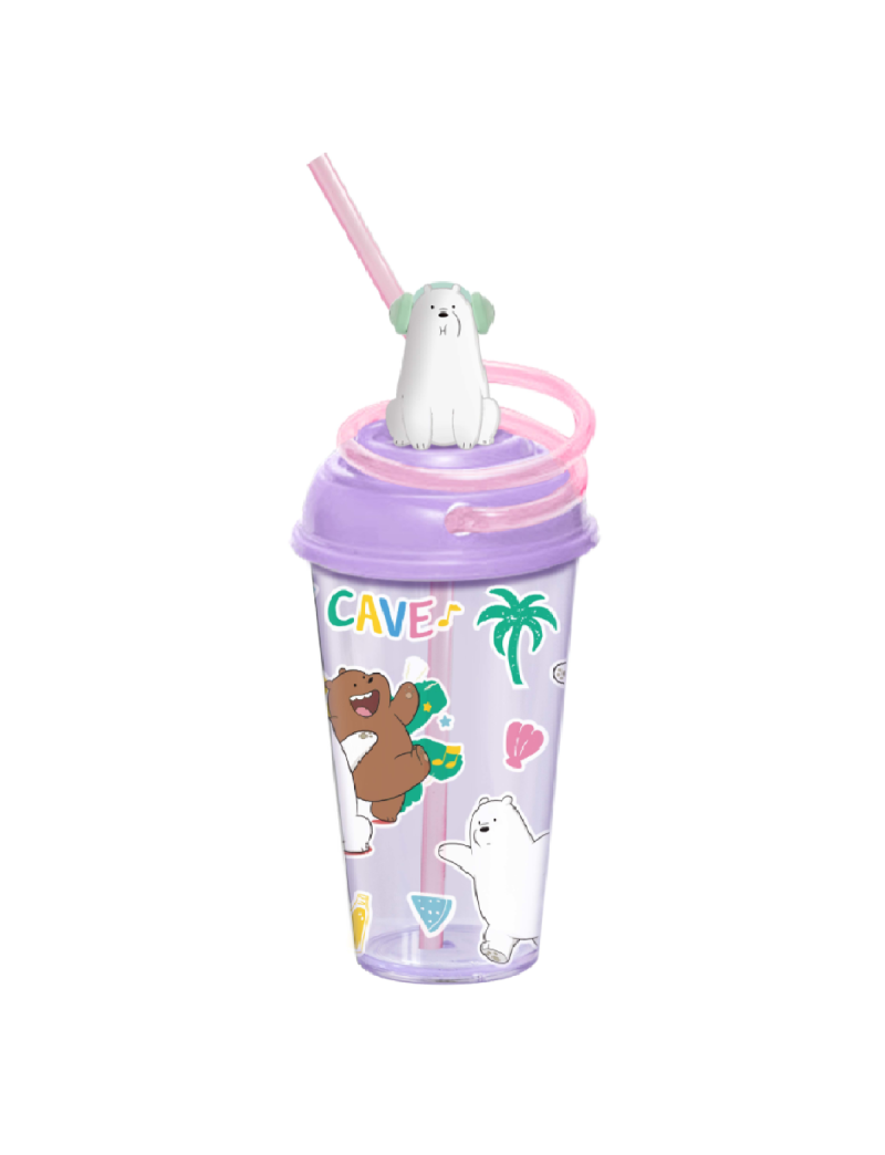 We Bare Bears Ice Bear Seaside Music Festival Plastic Tumbler With Swirly Straw 480ml