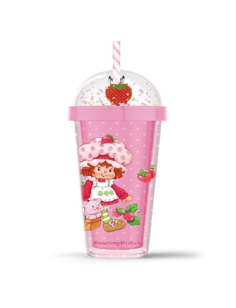 Strawberry Shortcake Bottle With Straw 420ml