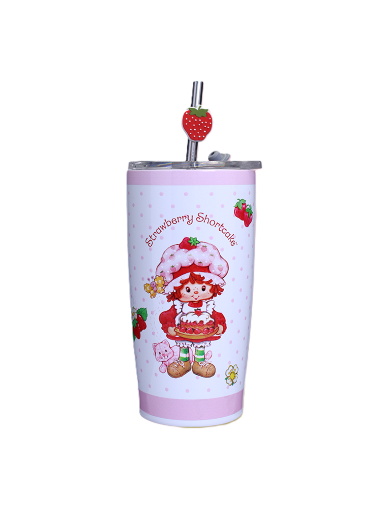 Strawberry Shortcake Stainless Steel Bottle With Straw 530ml