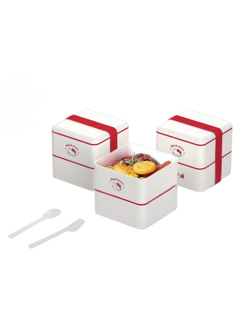 Hello Kitty Apple Collection Square Double Layered Bento Box 1600ml