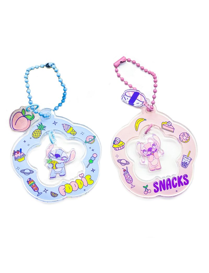 Disney Stitch Dinner Party Flower Shaped Keychain (Assorted Characters)