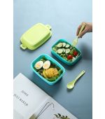 MINISO Green & Blue Double Layered Bento Box 980ml