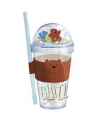We Bare Bears Seaside Music Festival Grizzley Glitter Plastic Tumbler & Straw 420ml