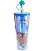 We Bare Bears Seaside Music Festival Grizz Double Wall Plastic Tumbler with Straw (800ml)