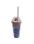 Disney Stitch Dinner Party Donut Double Wall Plastic Bottle With Straw 480ml 