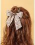 Printed Light Pink Bow - Hair Tie 