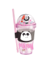 We Bare Bears Panda Seaside Music Festival Glitter Plastic Bottle With Straw & Sleeve 420ml