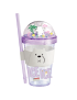 We Bare Bears Ice Bear Seaside Music Festival Glitter Plastic Bottle With Straw and Sleeve 420ml