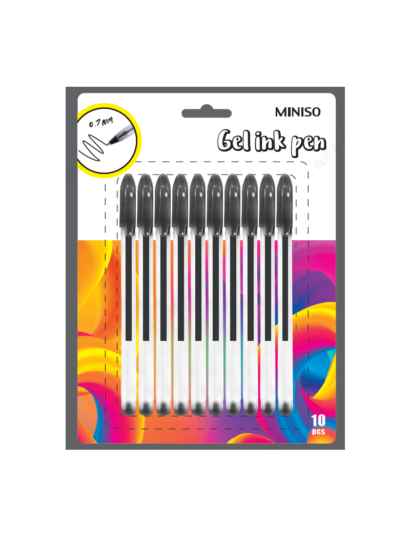 Gel Pen with Cap (10 Pack, Black)