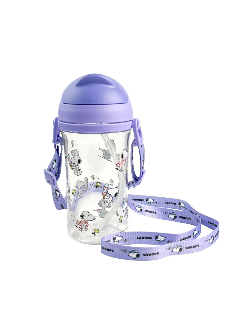 Snoopy Summer Travel Collection Plastic Bottle with Shoulder Strap 400ml