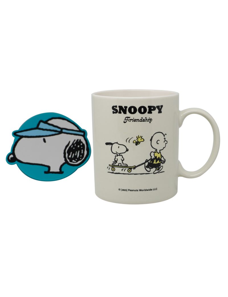 Snoopy Summer Travel Collection Ceramic Cup with Coaster (340mL)(Off-White)