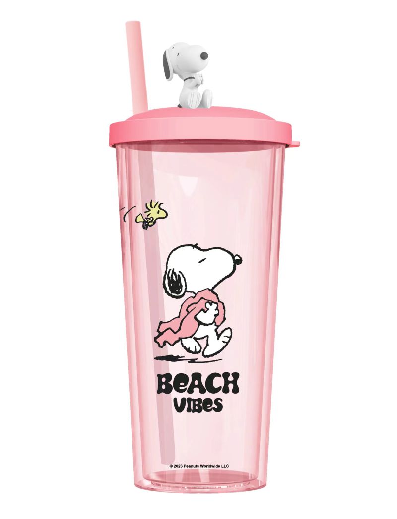 Snoopy Summer Travel Collection Plastic Tumbler with Straw (550mL)(Pink)