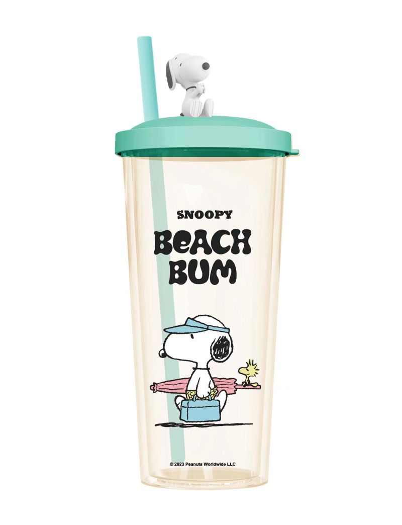 Snoopy Summer Travel Collection Plastic Tumbler with Straw (550mL)(Green)