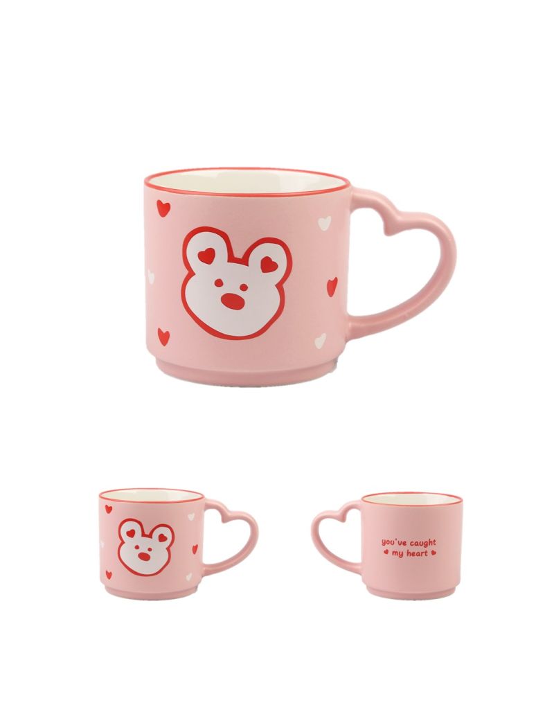 Pink Romance Series Ceramic Mug 400mL (Cute Bear)