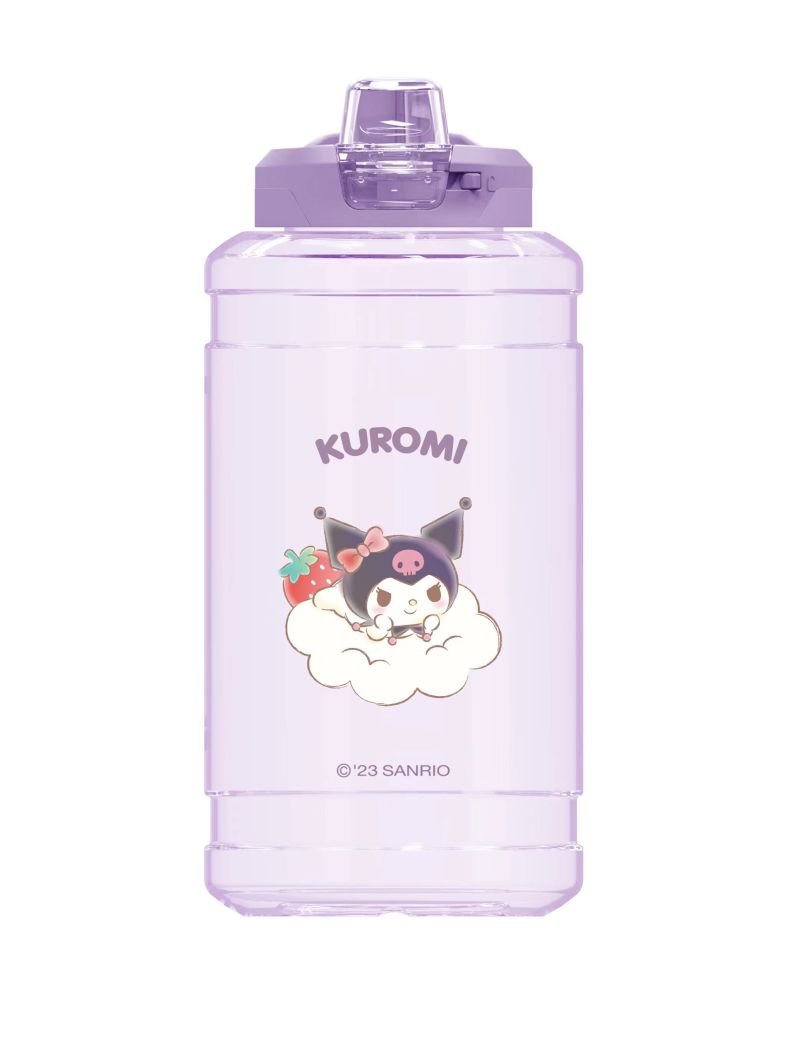 Sanrio Characters Kuromi Strawberry Collection Plastic Bottle Auto Flip Lid