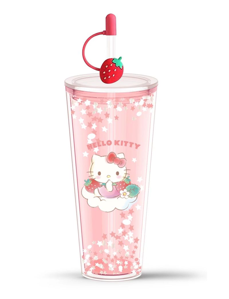 Sanrio Characters Hello Kitty Strawberry Collection 800ml Double Wall Tumbler & Straw