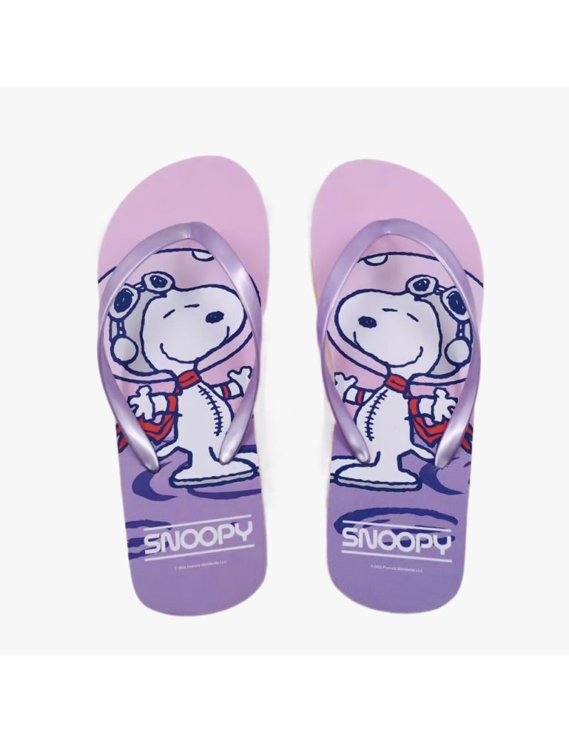 Snoopy the Little Space Explorer Purple Women s Flip Flops Size 39 40 MINISO