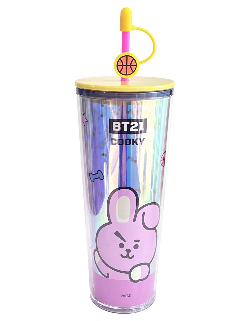 BT21 Collection Double Wall Plastic Tumbler with Straw (800mL)(COOKY)