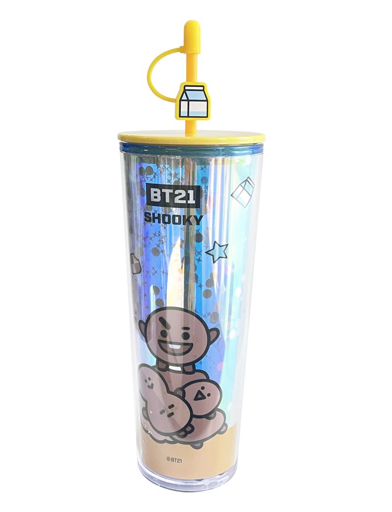 BT21 Collection Double Wall Plastic Tumbler with Straw (800mL)(SHOOKY)