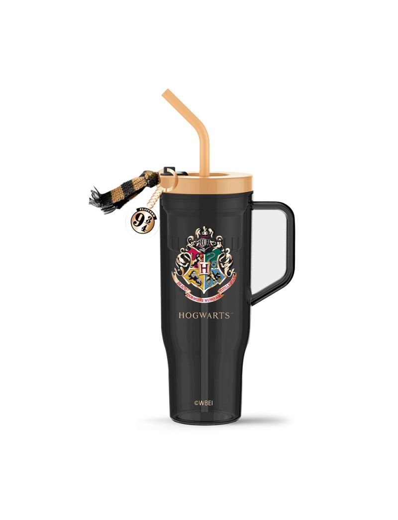 Harry Potter Extra Large Black Plastic Bottle & Straw 1250ml