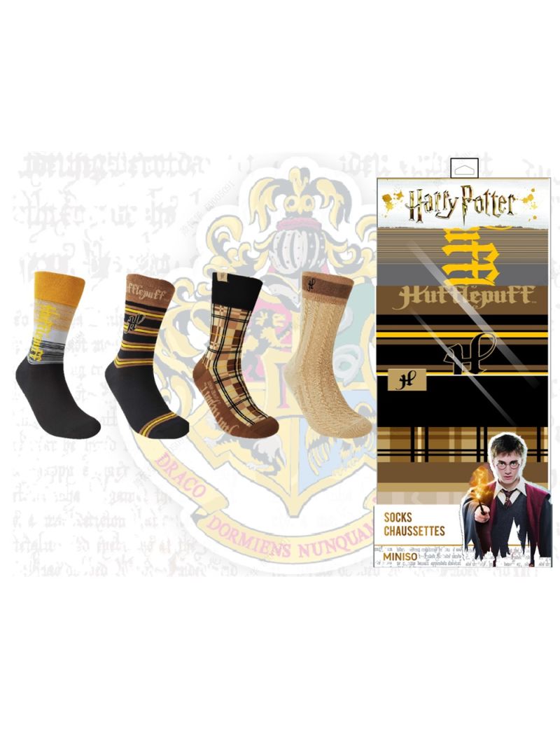 Harry Potter Hufflepuff 4 Pairs Crew Socks in Box