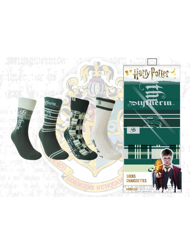 Harry Potter Slytherin 4 Pairs Crew Socks in Box