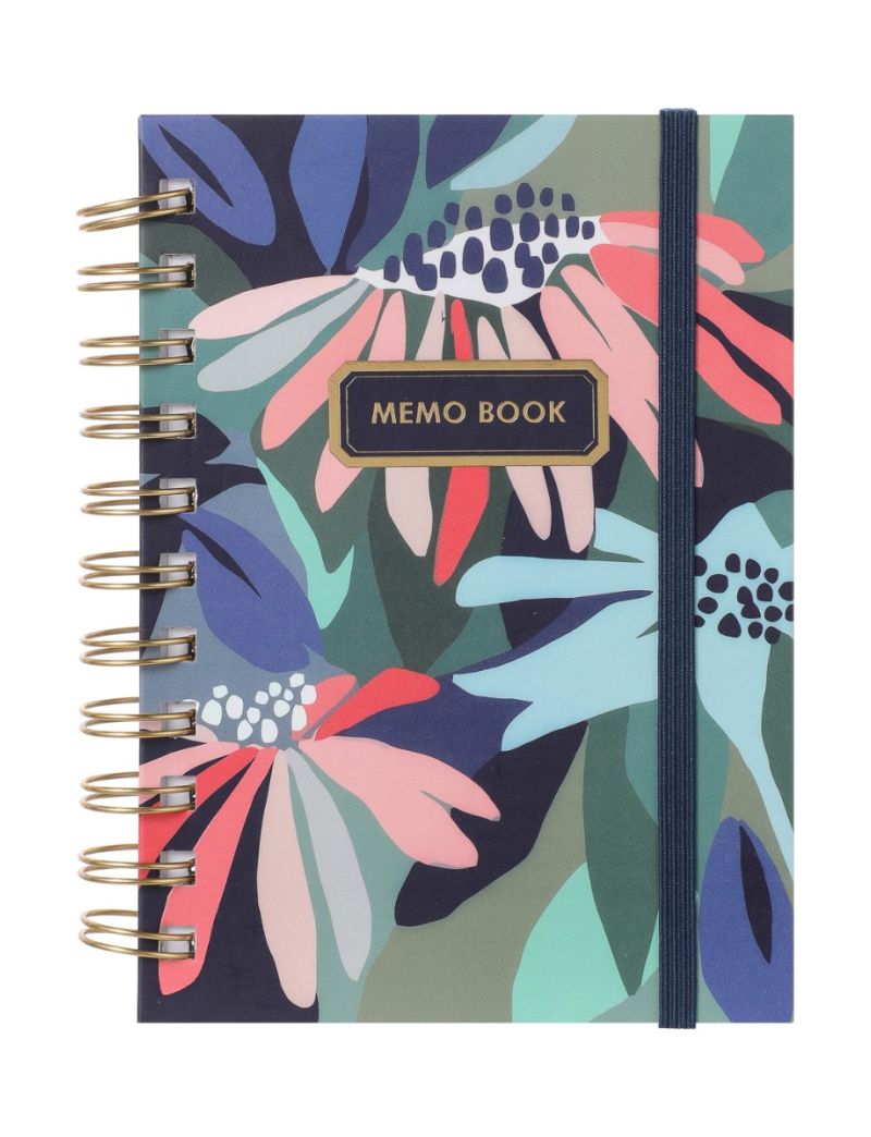 Floral Dark Blue A5 Memo Book