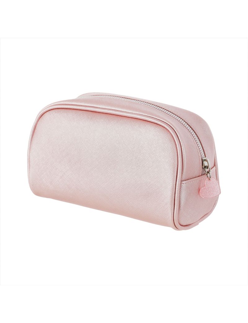 Rectangular Pearlized Pink Cosmetic Bag with Round Edge(Pink)