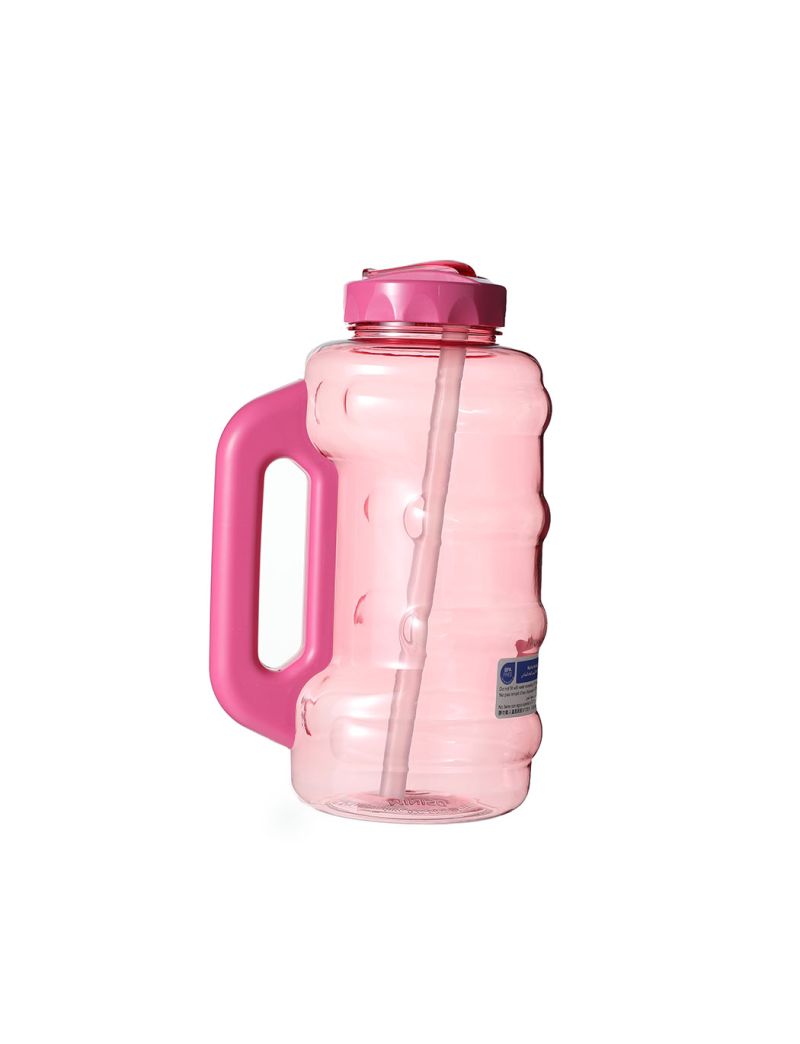 Large Capacity Cool Water Bottle with Straw and Handle 1850ml Rose Red