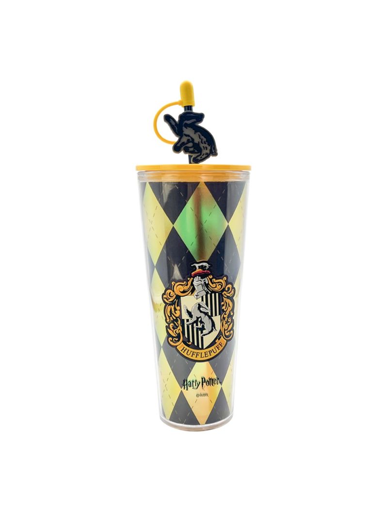 Harry Potter Hufflepuff Double Wall Plastic Tumbler With Straw 800ml