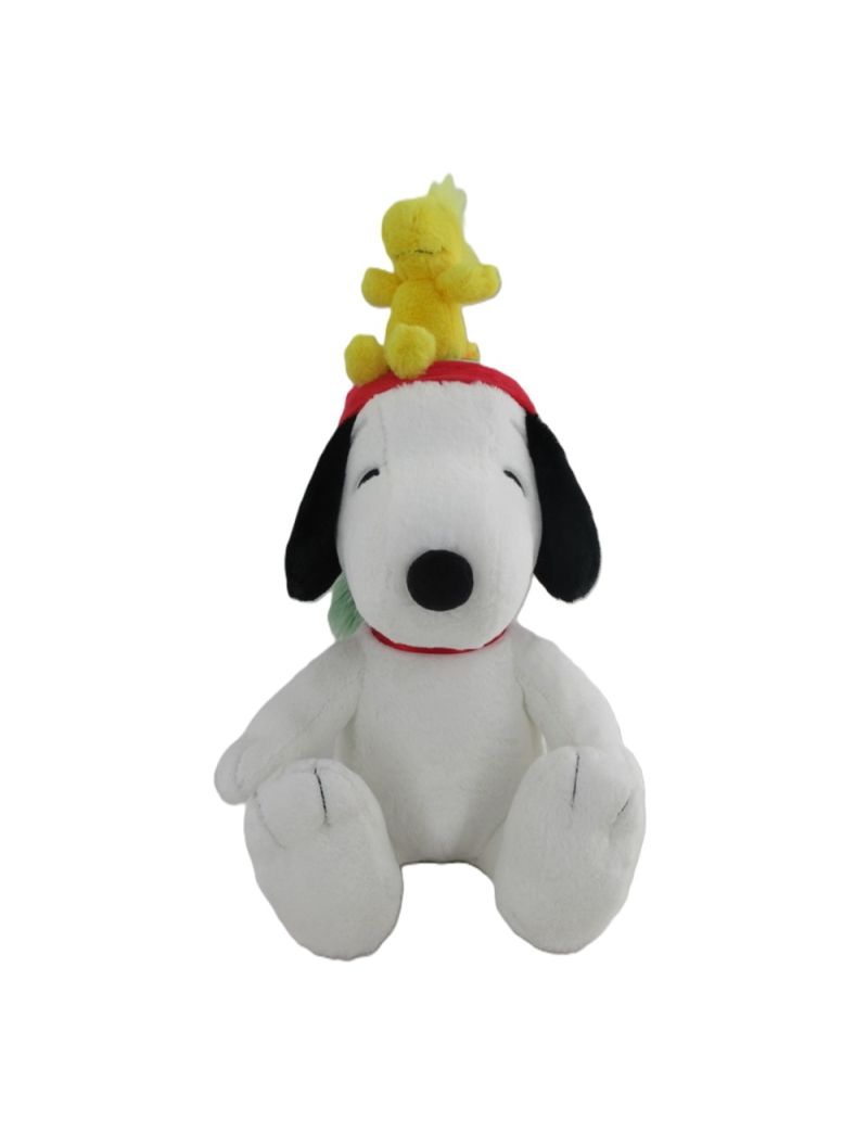 Snoopy Christmas Woodstock On Head 11 Inch Plush Soft Toy