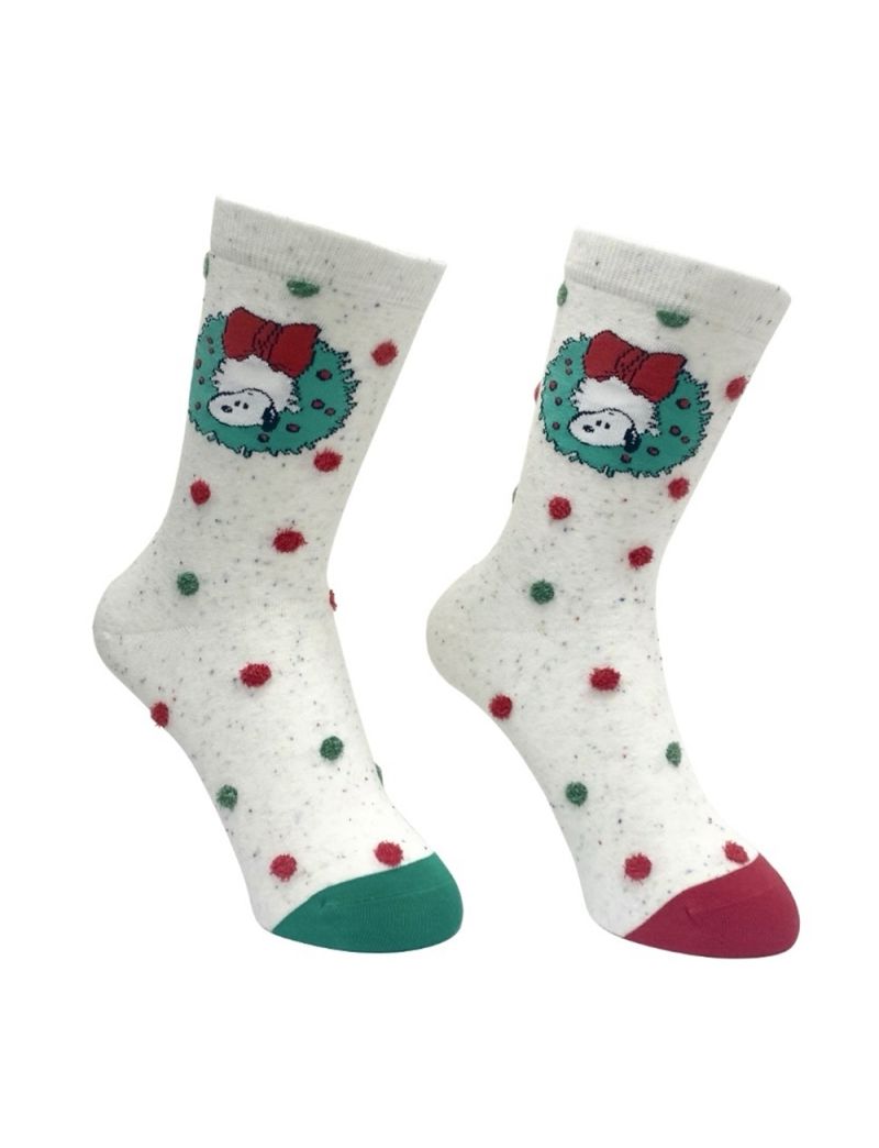 Snoopy Christmas Polka Dot Crew Socks Size 5-7.5 (Assorted Styles)