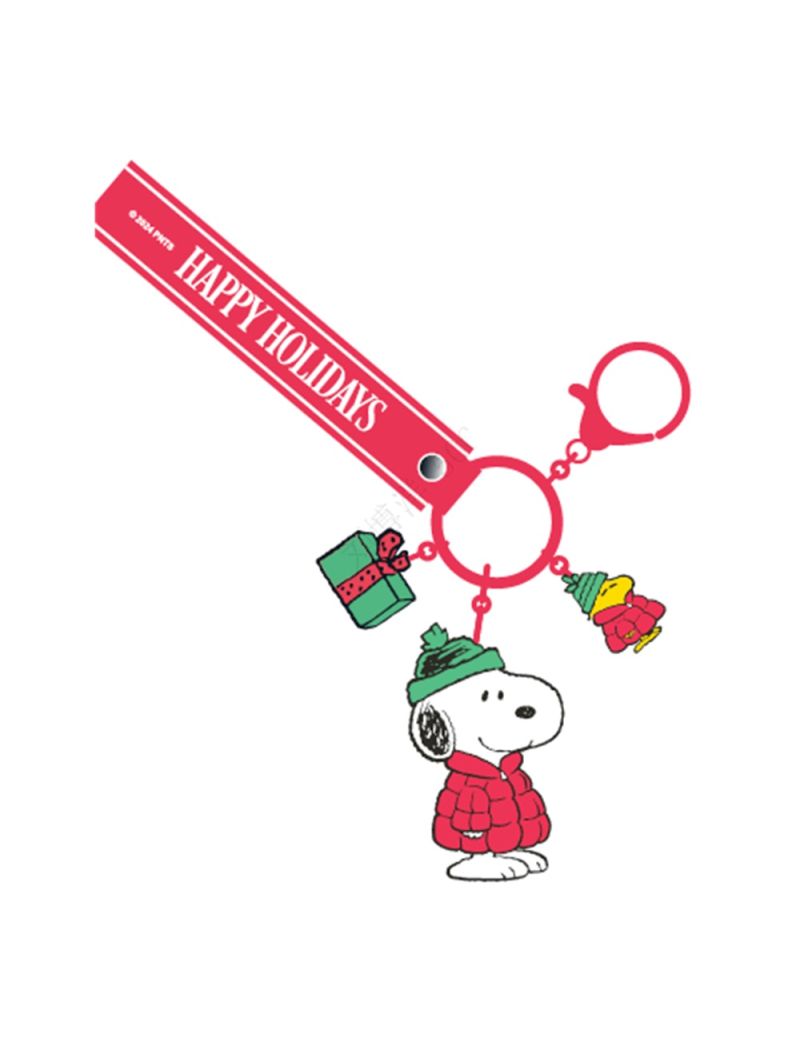 Snoopy Christmas Happy Holidays Red Phone Charm Strap