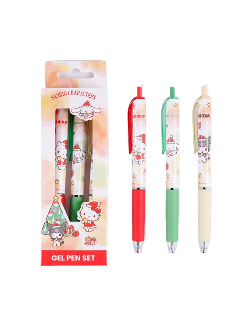 Sanrio Characters Christmas Retractable Gel Pen Pack Of 3 (Assorted Characters)