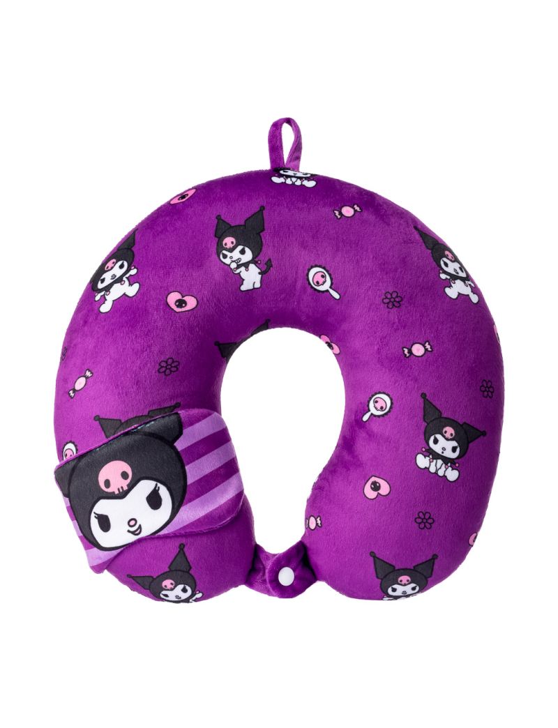 Sanrio Interesting Adventure Kuromi U Shaped Neck Pillow with Sleep Mask