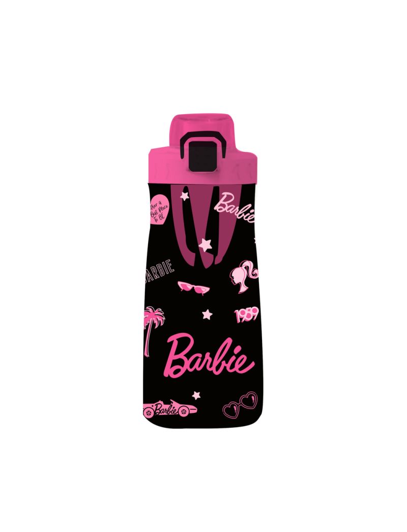 Barbie Collection Plastic Bottle with One-Touch Flip Top Lid (Black)