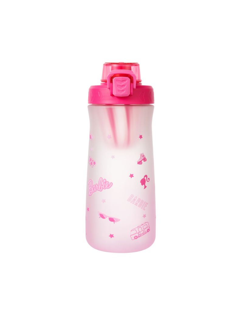 Barbie Collection Plastic Bottle with One-Touch Flip Top Lid (Rosy)